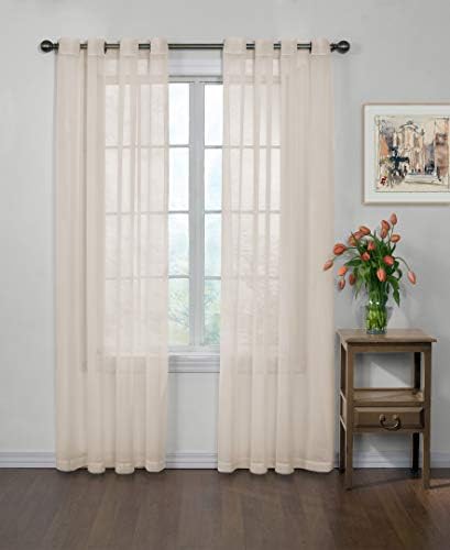 Ivory sheer voile grommet window curtain panel
