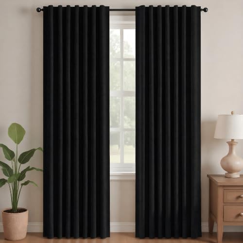 Deconovo black back tab bedroom curtains