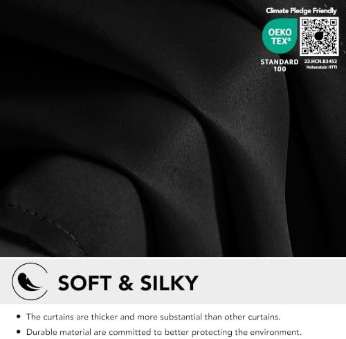 Deconovo black back tab bedroom curtains — photo 3