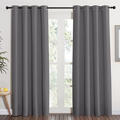 Grey grommet thermal insulated bedroom curtain