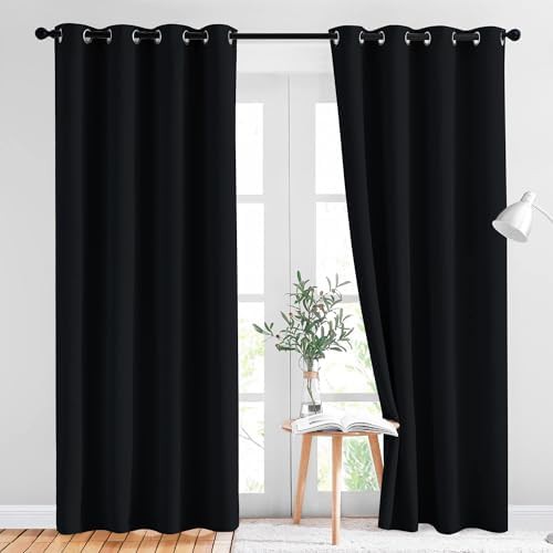Black thermal grommet curtains for bedrooms 84 in