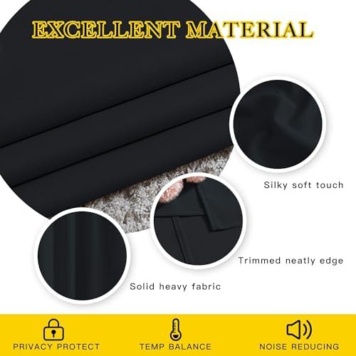 Black thermal grommet curtains for bedrooms 84 in — photo 3