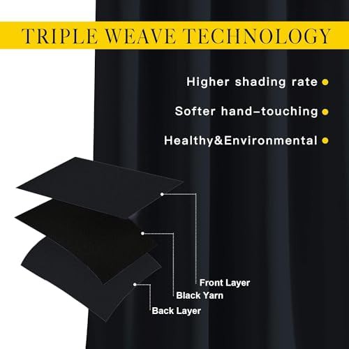 Black thermal grommet curtains for bedrooms 84 in — photo 4