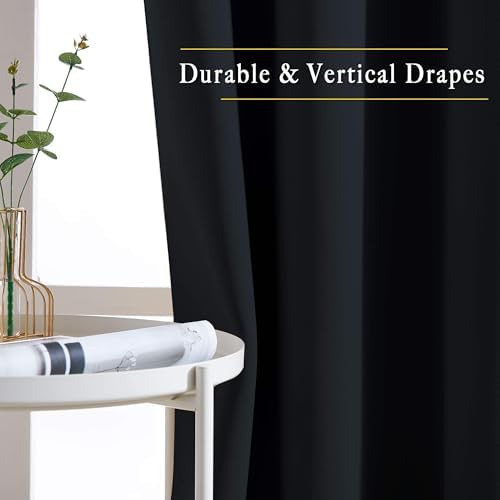 Black thermal grommet curtains for bedrooms 84 in — photo 5