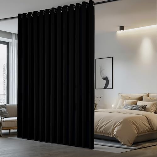 Black grommet room divider curtain panel