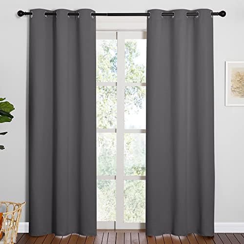 Grey noise reducing grommet blackout curtains