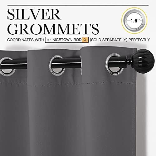 Grey noise reducing grommet blackout curtains — photo 3