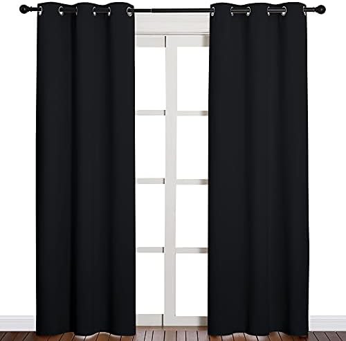 Black grommet living room blackout curtains