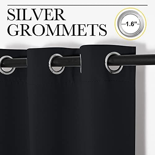 Black grommet living room blackout curtains — photo 3