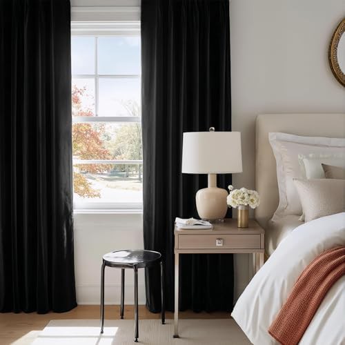 Black velvet heavy duty blackout curtains — photo 3
