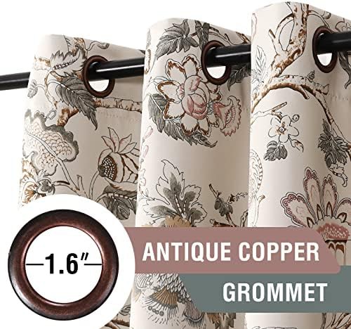 Sage brown floral grommet drapes 84 inch — photo 3