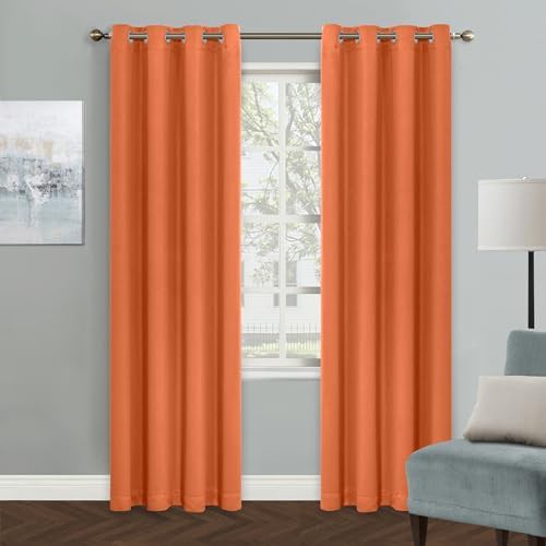 Burnt orange thermal grommet curtain panel
