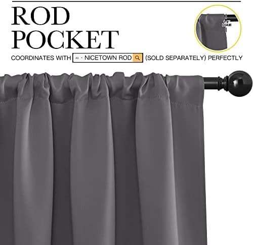 Grey rod pocket short blackout drapes — photo 3