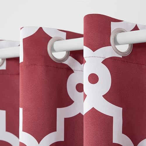 Burgundy ironwork geo trellis sateen curtains — photo 3