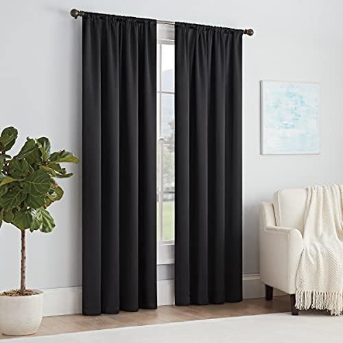 Black Thermapanel room darkening rod pocket curtain