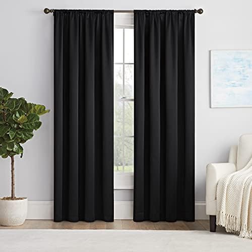 Black Thermapanel room darkening rod pocket curtain — photo 3