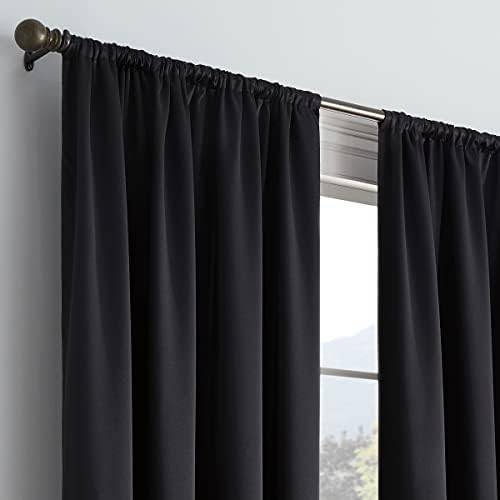 Black Thermapanel room darkening rod pocket curtain — photo 4