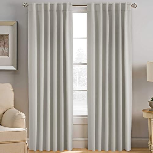 Ivory cream thermal back tab drapes 84 in