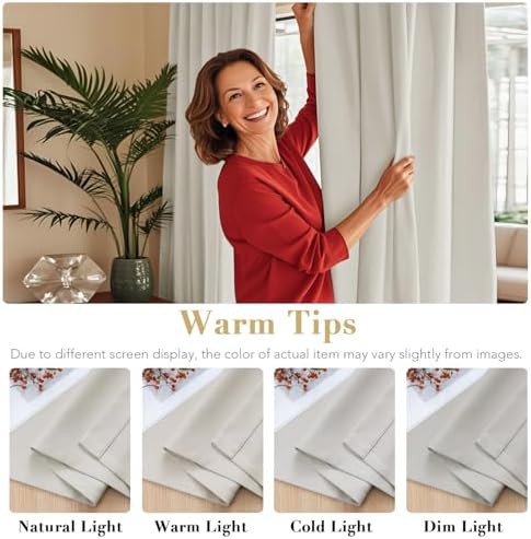 Ivory cream thermal back tab drapes 84 in — photo 3