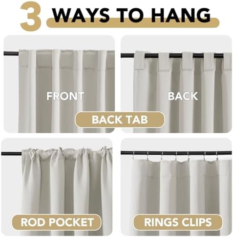 Ivory cream thermal back tab drapes 84 in — photo 4