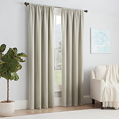 Stone gray Thermapanel room darkening rod pocket curtain
