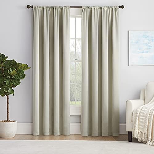 Stone gray Thermapanel room darkening rod pocket curtain — photo 3