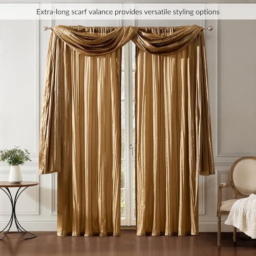 Elrene Athena gold faux silk window and scarf set — photo 4