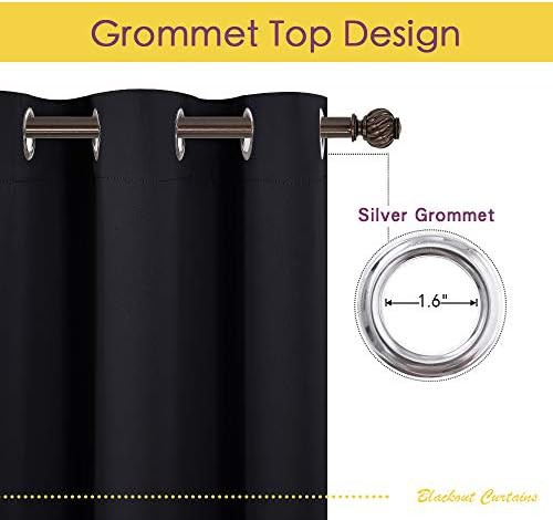Black grommet thermal insulated kitchen drapes — photo 3