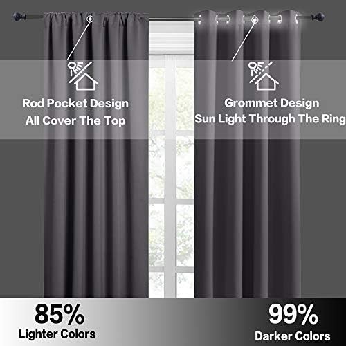 Grey Rod Pocket Blackout Bedroom Curtains — photo 5