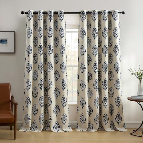Elrene Navara navy medallion room darkening curtain