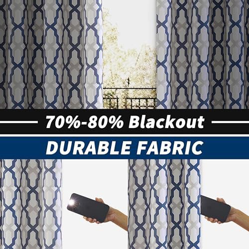 Navy thermal geometric blackout window curtains — photo 3