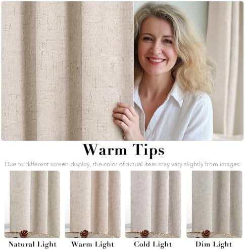 White faux linen total blackout drapes 84 in — photo 5