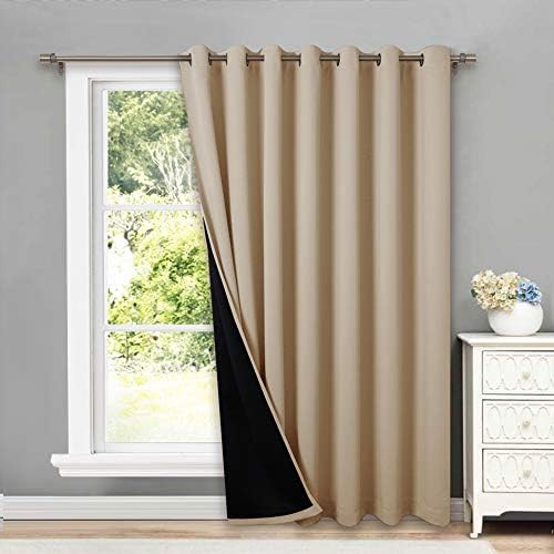Biscotti beige thermal insulated slider door curtain