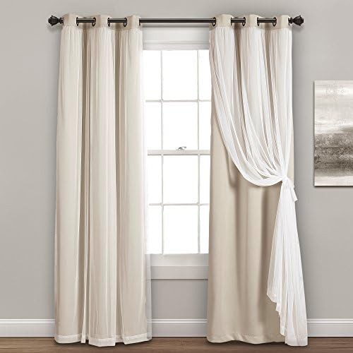 Lush Decor sheer grommet insulated blackout curtains wheat white