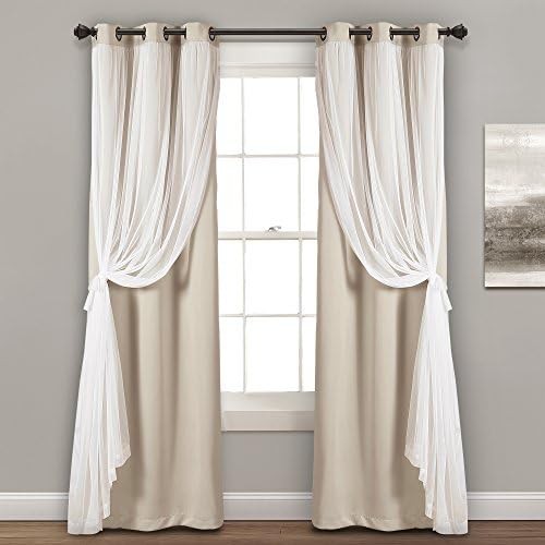 Lush Decor sheer grommet insulated blackout curtains wheat white — photo 3