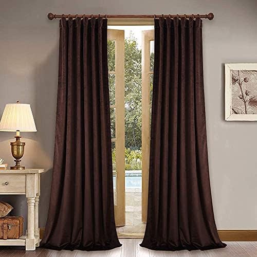Brown velvet living room curtains 96 in