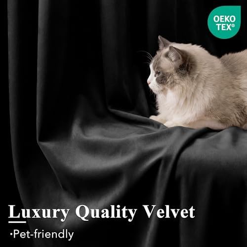 Black velvet grommet thermal curtains 84 in — photo 5