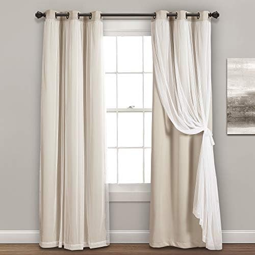 Lush Decor sheer grommet insulated blackout curtains white 95