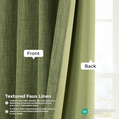 Tuscany Green Faux Linen Living Room Curtain — photo 5