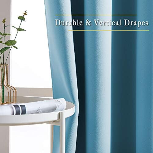 Teal blue grommet bedroom curtain panels — photo 3