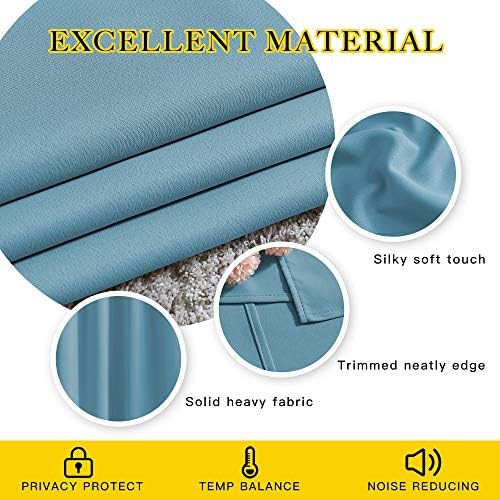 Teal blue grommet bedroom curtain panels — photo 5