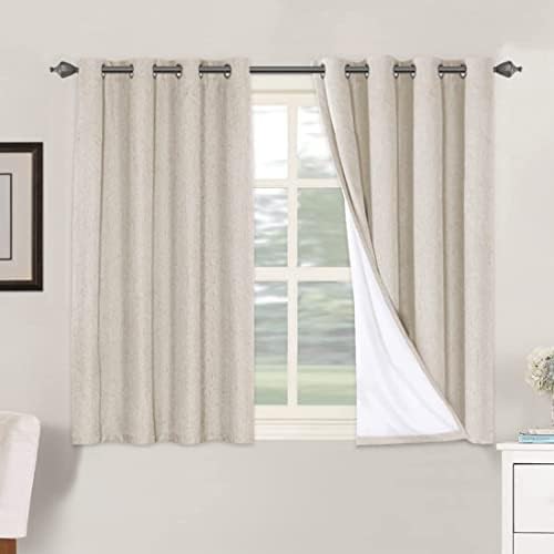 White linen total blackout curtains 45 inch