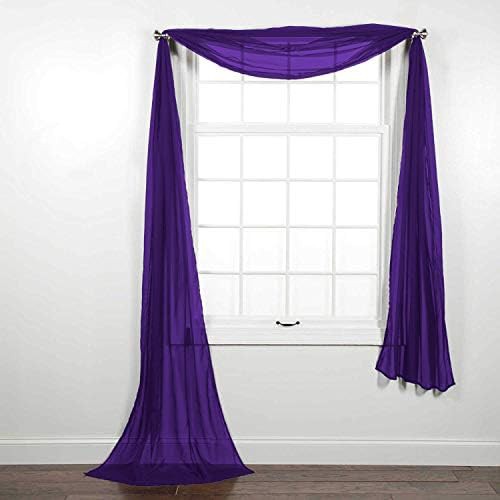 Purple sheer voile window scarf valance