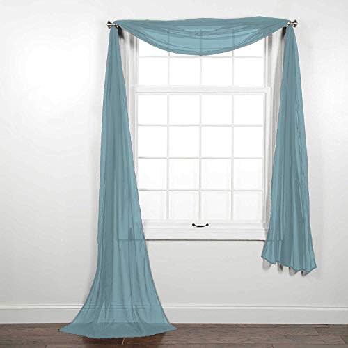 Slate blue sheer voile curtain scarf