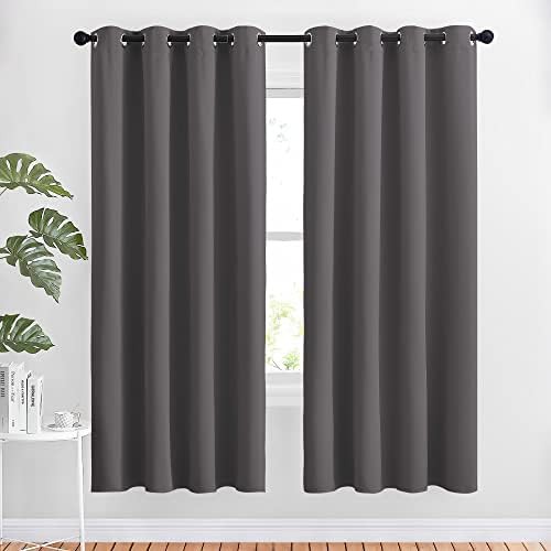 Grey grommet thermal blackout curtains 72 in
