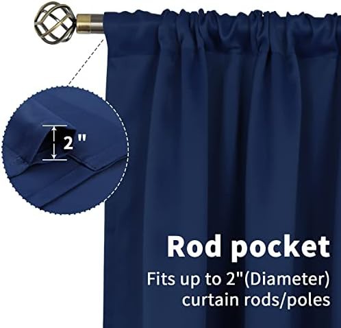 Short Blue Rod Pocket Darkening Drapes — photo 5