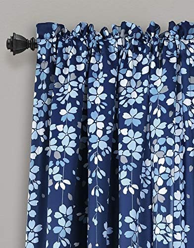 Navy weeping flower floral window curtains — photo 4