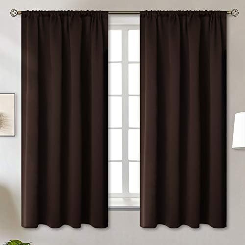 Brown Room Darkening Rod Pocket Curtains