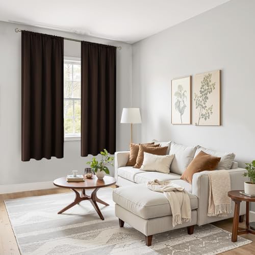 Brown Room Darkening Rod Pocket Curtains — photo 4