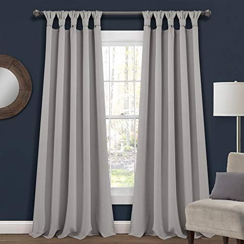 Lush Decor insulated knotted tab top light gray curtains